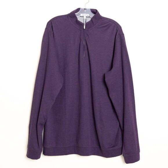 Peter Millar Crown Comfort Quarter-Zip Pullover Purple Mens XL - Picture 3 of 15